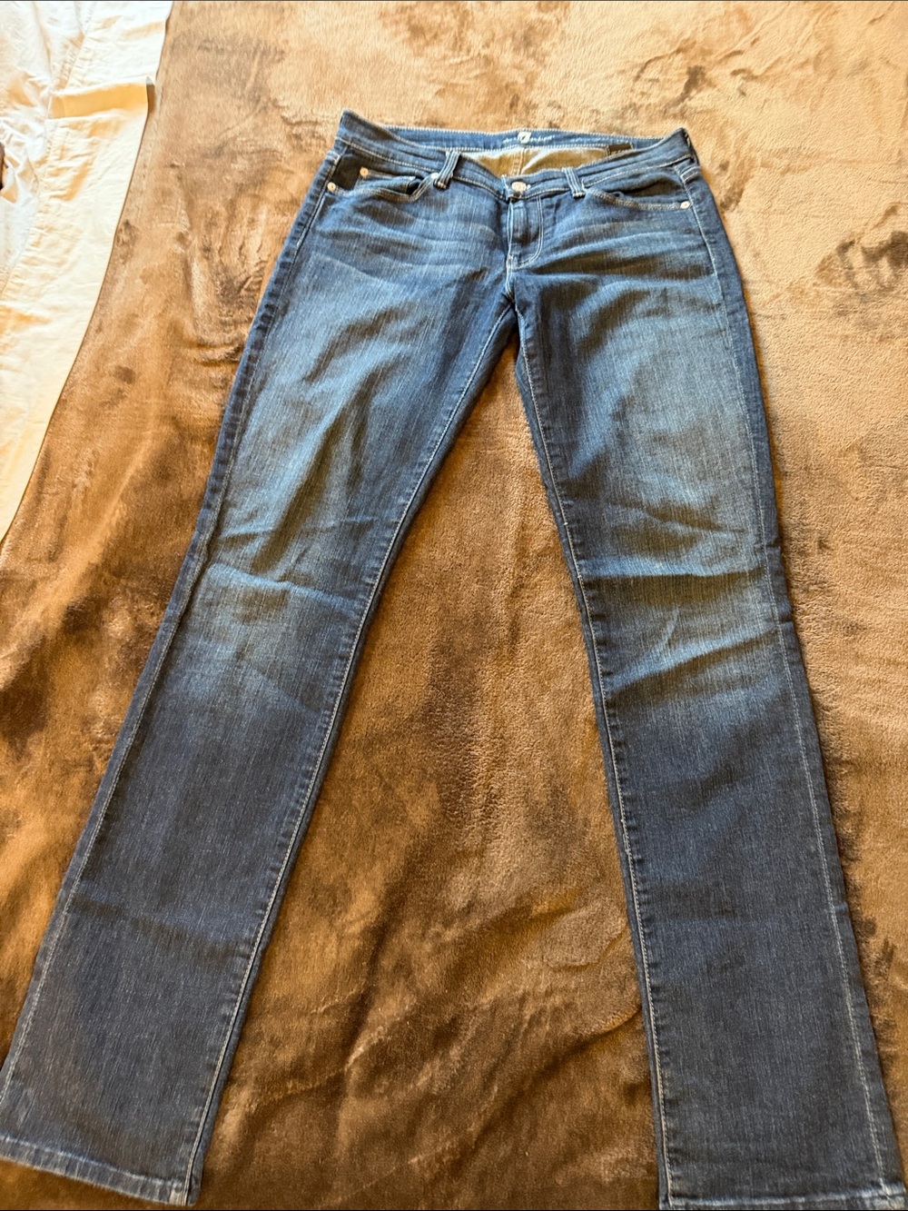 7 for all mankind Women's Dark Blue Straight Jeans
